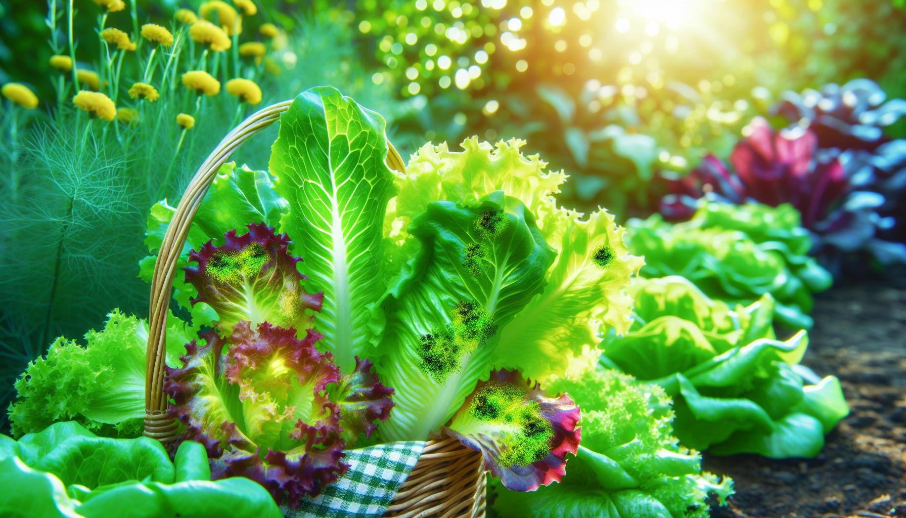 Síntomas visibles de mildiu en lechugas