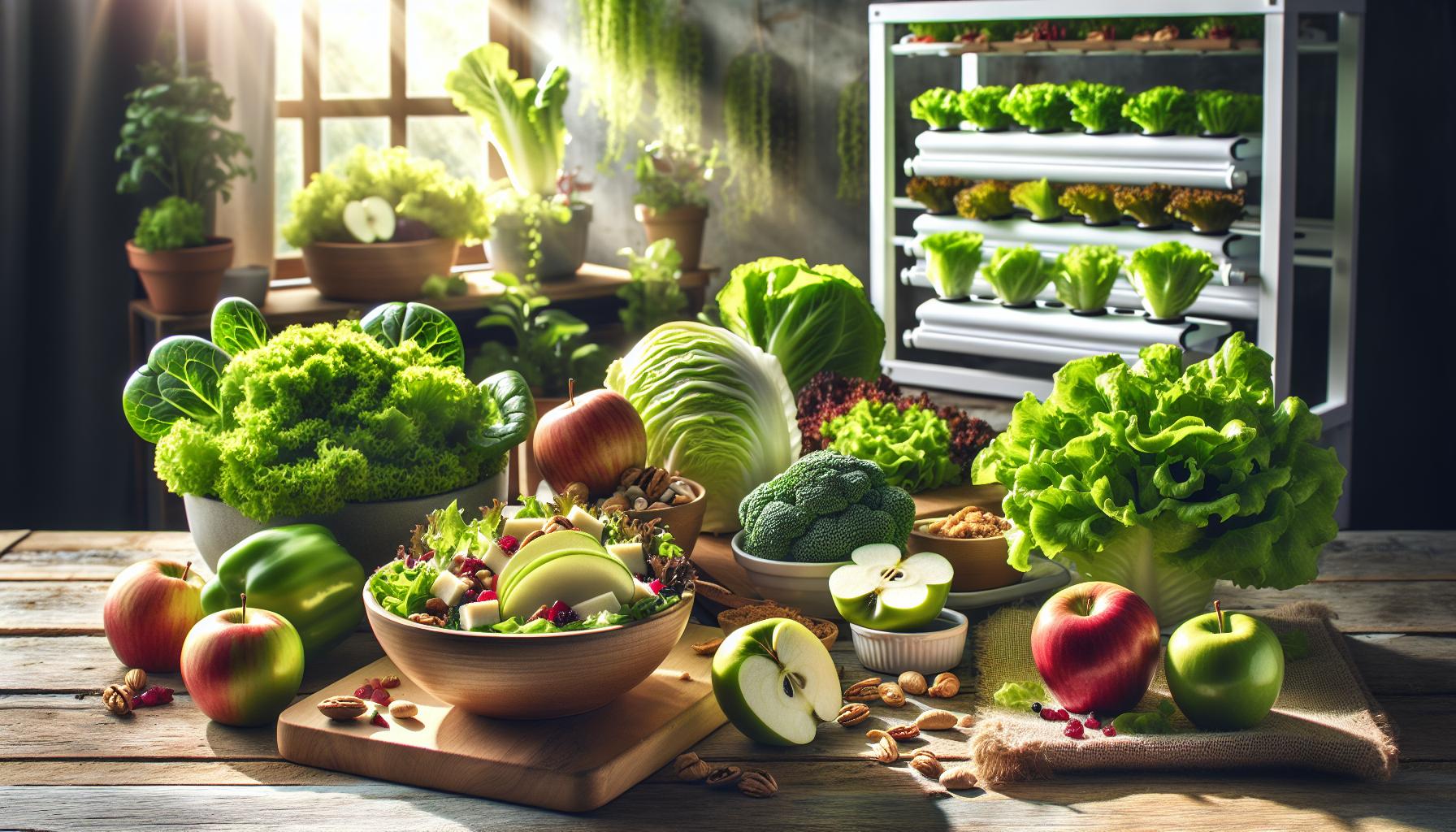 Variaciones creativas de ensaladas con lechuga y manzana