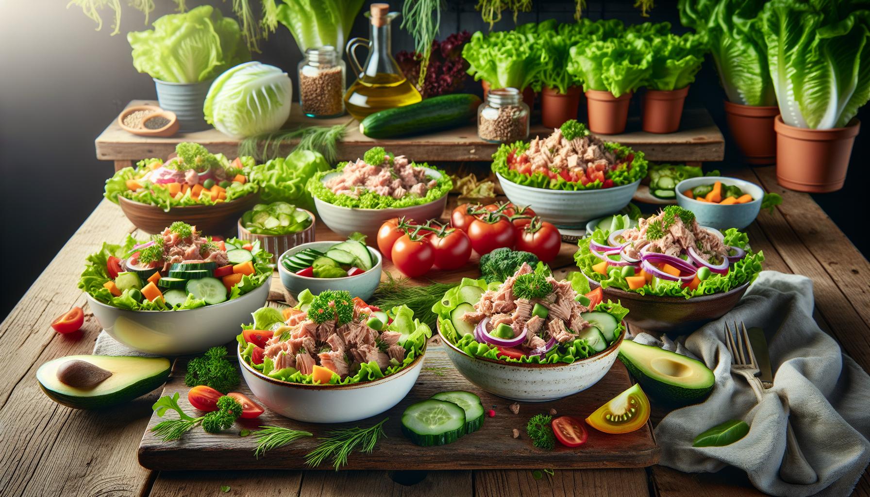 Calorías de una ensalada de lechuga tomate y atún: Calcula tu menú 6 Variaciones icónicas de ensaladas con atún